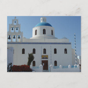 Postal Vistas de la iglesia en Santorini, Grecia