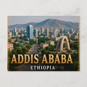 Postal Vistas de la montaña de Addis Abeba y patrimonio e