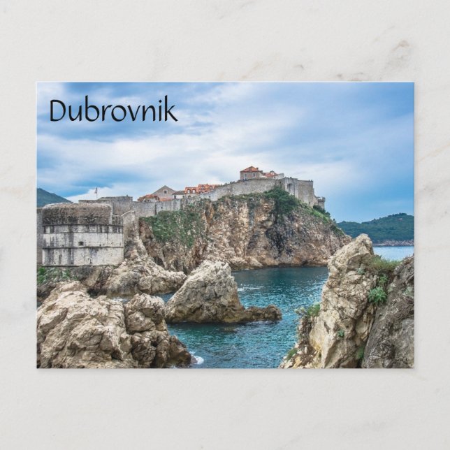 Postal Vistas de las murallas de Dubrovnik al mar (Anverso)