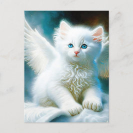 Postal Vitage Kitten Angel