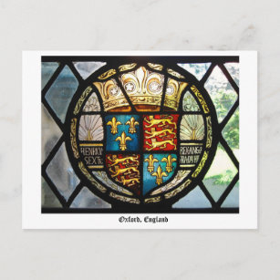 Postal Vitral real Oxford, Reino Unido del escudo de