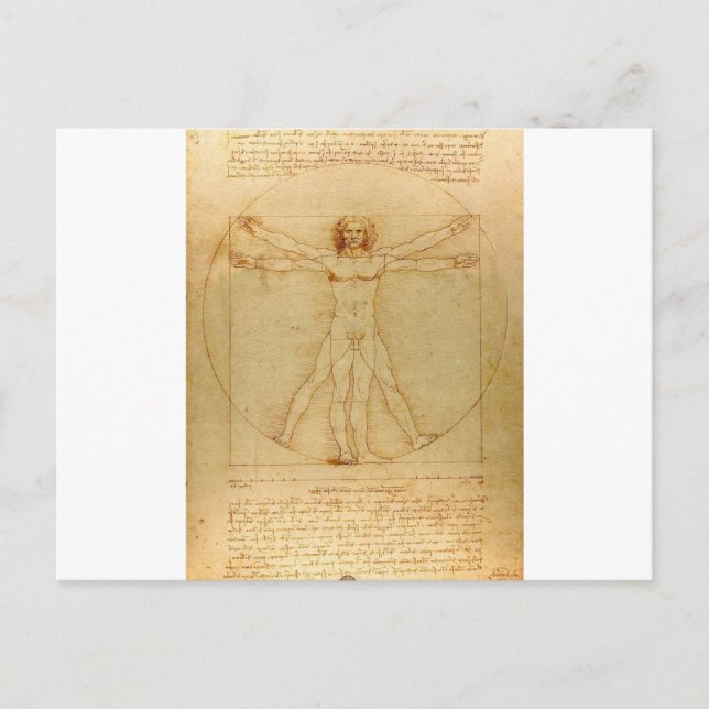 Postal Vitruista de Leonardo da Vinci (Anverso)