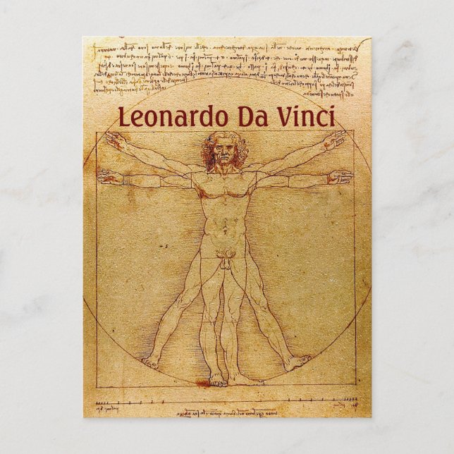 Postal Vitruviano Por Leonardo Da Vinci (Anverso)