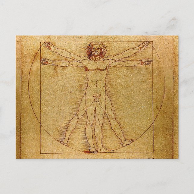Postal Vitruviano Por Leonardo Da Vinci (Anverso)