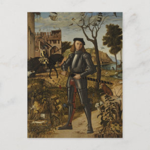 Postal Vittore Carpaccio - Joven caballero en un paisaje