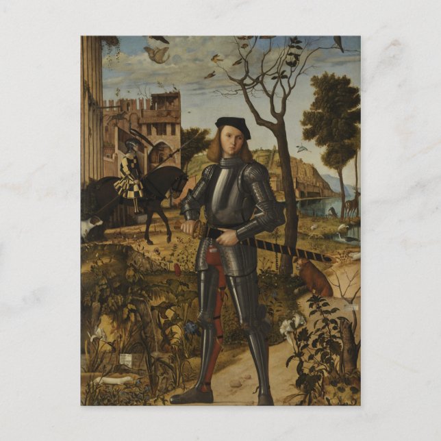 Postal Vittore Carpaccio - Joven caballero en un paisaje (Anverso)