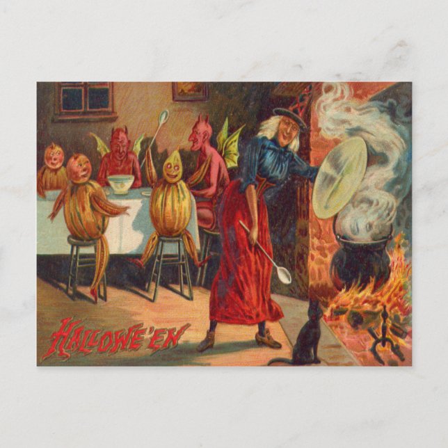 Postal Viudas Alimentando A Los Demonios Y Criaturas (Anverso)