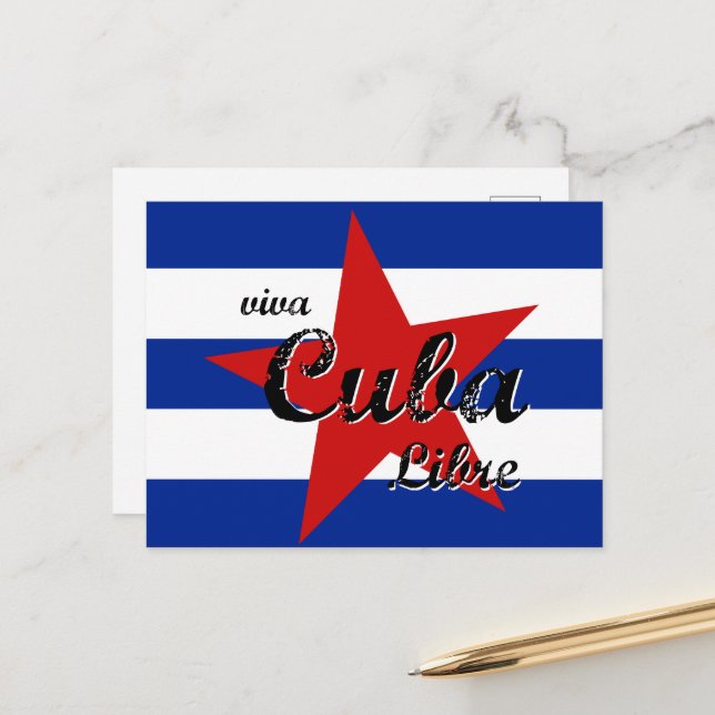 Postal Viva Cuba Libre, La Habana, Fidel Castro, Che Guev (Anverso/Reverso In Situ)