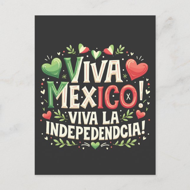 Postal Viva el Día de la Independencia Mexicana (Anverso)