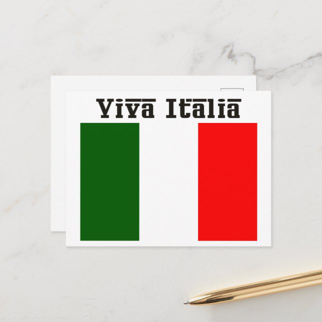 Postal Viva Italia y la bandera italiana (Anverso/Reverso In Situ)