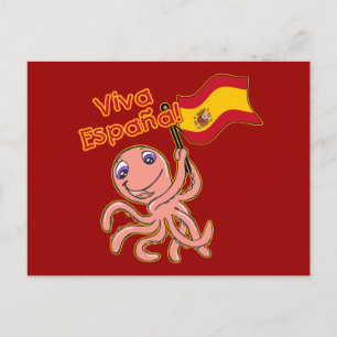 Postal Viva la Espana con camiseta de pulpo