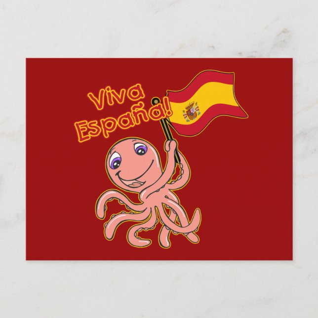 Postal Viva la Espana con camiseta de pulpo (Anverso)