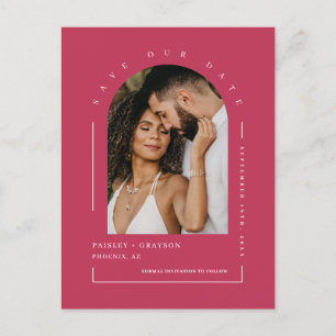 Postal Viva Magenta Boho Arch Foto Código QR Guardar Nues