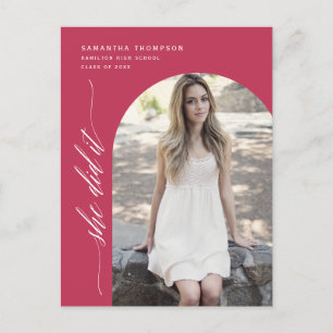 Postal Viva Magenta Ella Lo Hizo Graduando Arco Foto Post