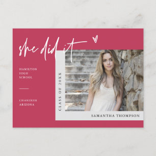 Postal Viva Magenta Foto Mínima Que Hizo Graduación P