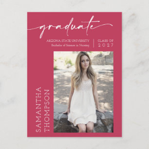 Postal Viva Magenta Minimal Escritura Lo Hizo Foto Gradua