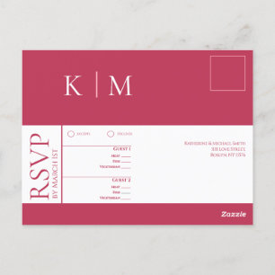 Postal Viva Magenta y White-RSVP-Boda-