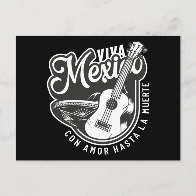 Postal Viva México Fiesta con mi guitarra (Anverso)