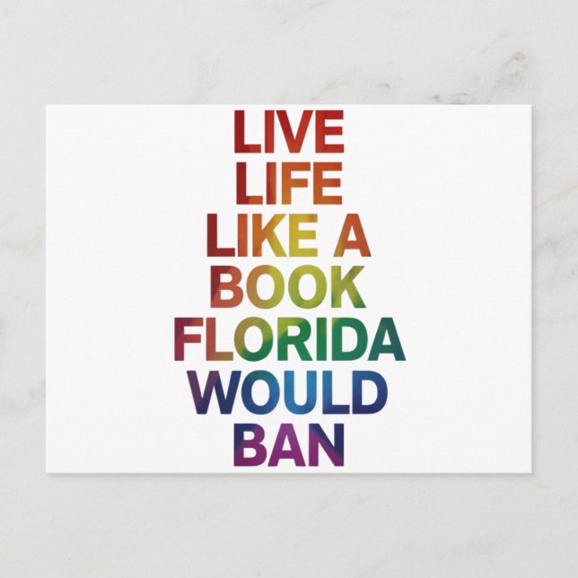 Postal Vive como el libro que Florida prohibiría regalo d (Anverso)
