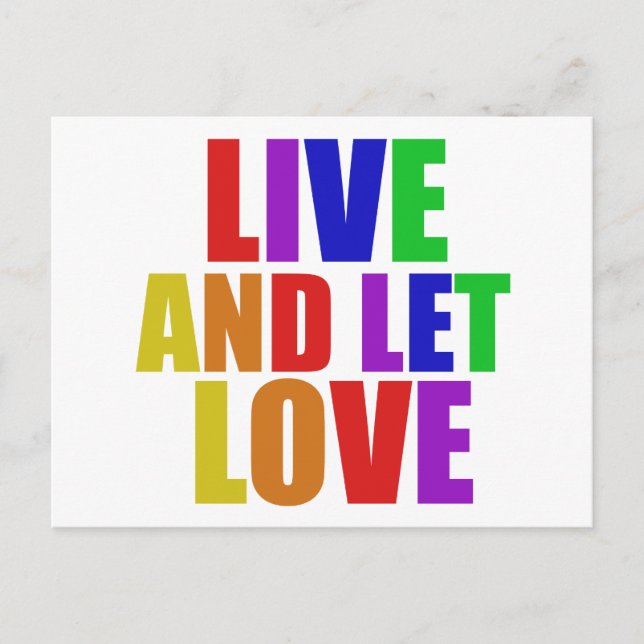 Postal Vive y deja amar el arcoiris gay (Anverso)