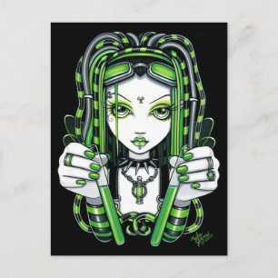 Postal "Vivian" Cybergoth Dark Industrial Fairy Postcard