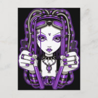 Postal "Vivian" púrpura de arte de hadas de Gótico