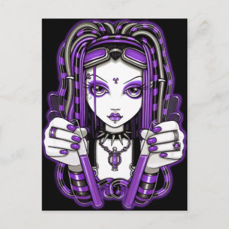 Postal "Vivian" púrpura de arte de hadas de Gótico