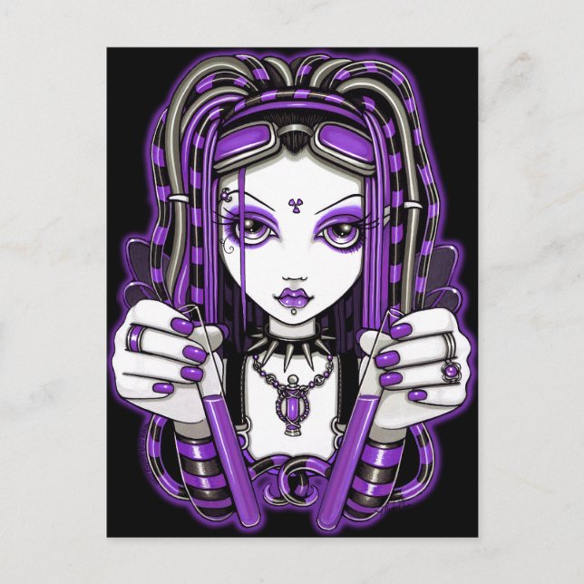 Postal "Vivian" púrpura de arte de hadas de Gótico (Anverso)