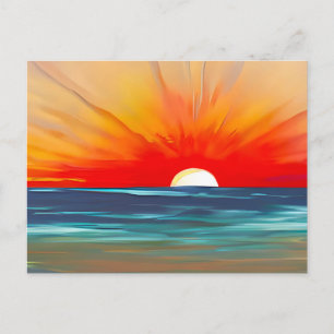Postal Vivid Ocean Sunset en Naranja y azul