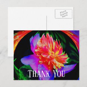 Postal Vivid Peony Abstract Floral Gracias Postcard
