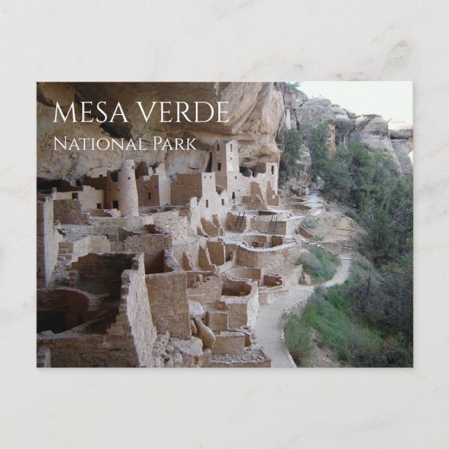 Postal Viviendas en acantilado Pueblo, Parque Nacional Me (Anverso)