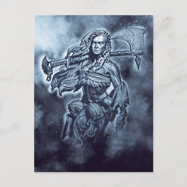 Postal VIVIENDO A Shieldmaiden Fierce Female Warrior Art (Anverso)