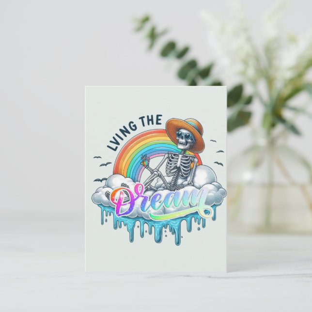 Postal Viviendo el Sueño - Esqueleto (Anverso de pie)