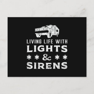 Postal Vivir con luces Ambulancia paramédica EMS Ayuda EM
