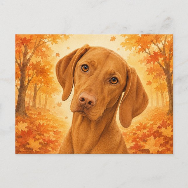 Postal Vizsla Bosque Otoñal Perro (Anverso)