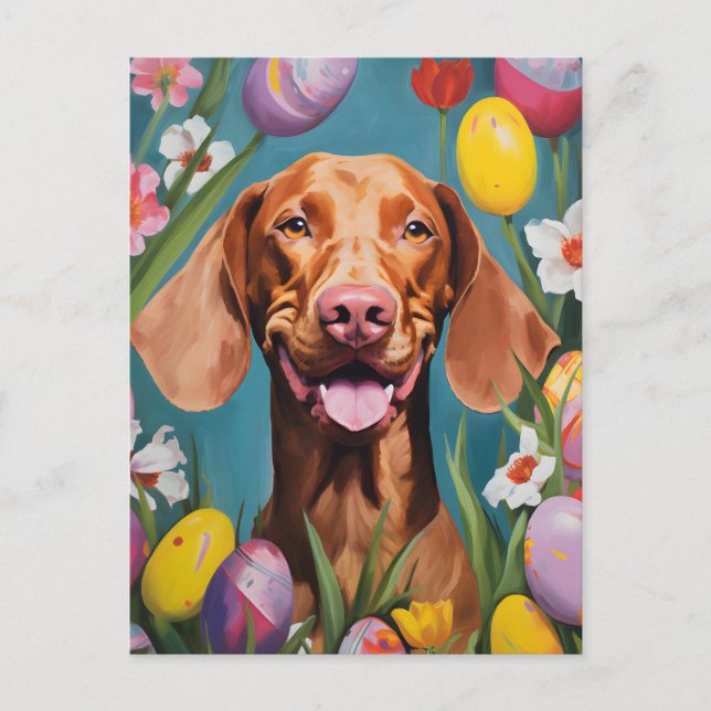 Postal Vizsla Feliz Pascua (Anverso)