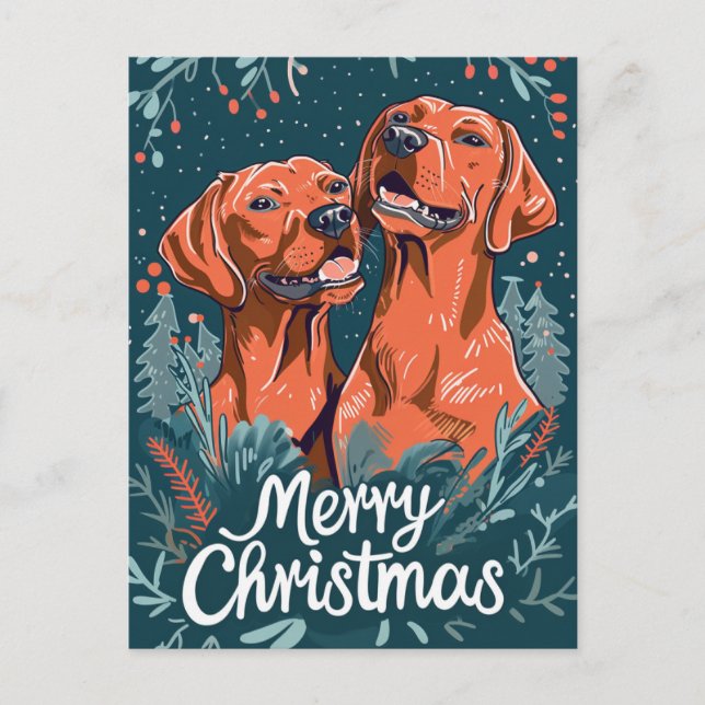 Postal Vizsla Merry Christmas (Anverso)