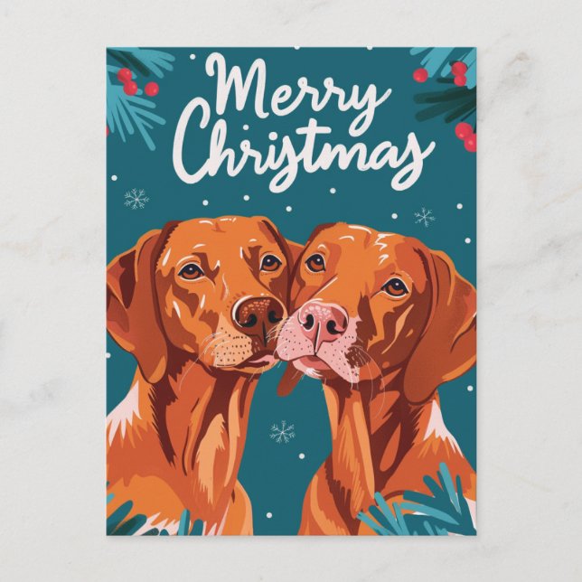 Postal Vizsla Merry Christmas (Anverso)
