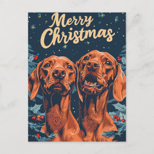 Postal Vizsla Merry Christmas