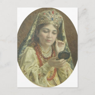 Postal Vladimir Makovsky-Joven mirando hacia un espejo