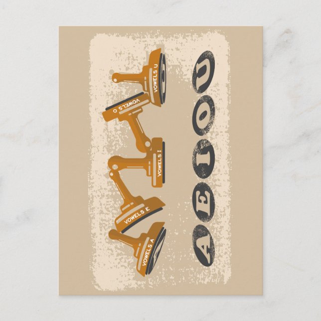 Postal Vocales AEIOU idioma inglés (Anverso)