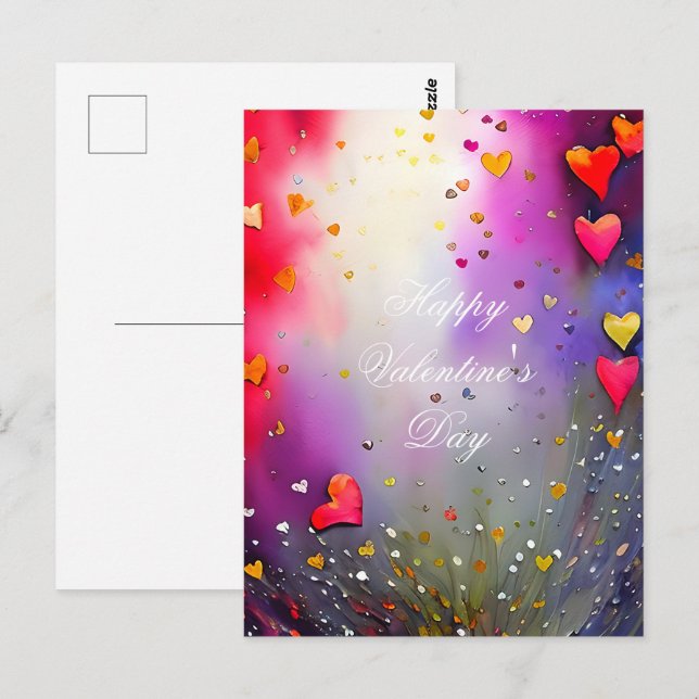 Postal Vociferación de corazones valentinos (Anverso / Reverso)