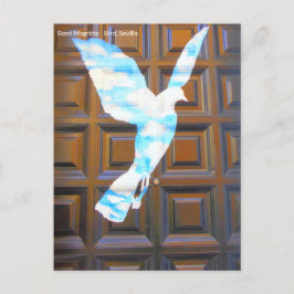Postal Vogel von René Magritte an Tür in Sevilla
