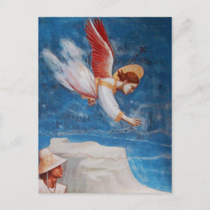 Postal VOLANDO ÁNGEL DE SAN. SUEÑO DE JOACHIM, Pergamino