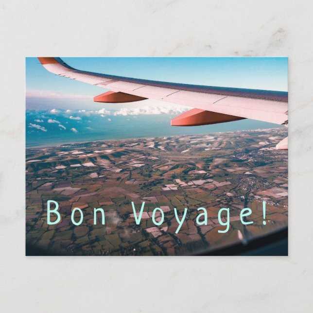 Postal Volando lejos, lejos y Bon Voyage (Anverso)