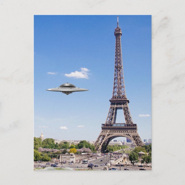 POSTAL VOLANDO SAUCER SOBRE PARÍS (Anverso)