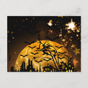 Postal Volando Witch Harvest Moon Bats Regalos de Hallowe