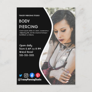Postal Volante del poster de ESTUDIO de PIERCING Body