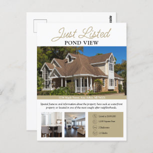 Postal Volante moderno de Real Esate que acaba de enumera