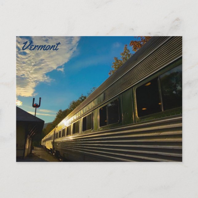 Postal Volante Vermont Green Mountain al atardecer (Anverso)